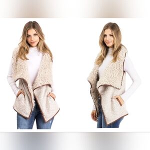 TCEC Cream and Brown Fuzzy Vest